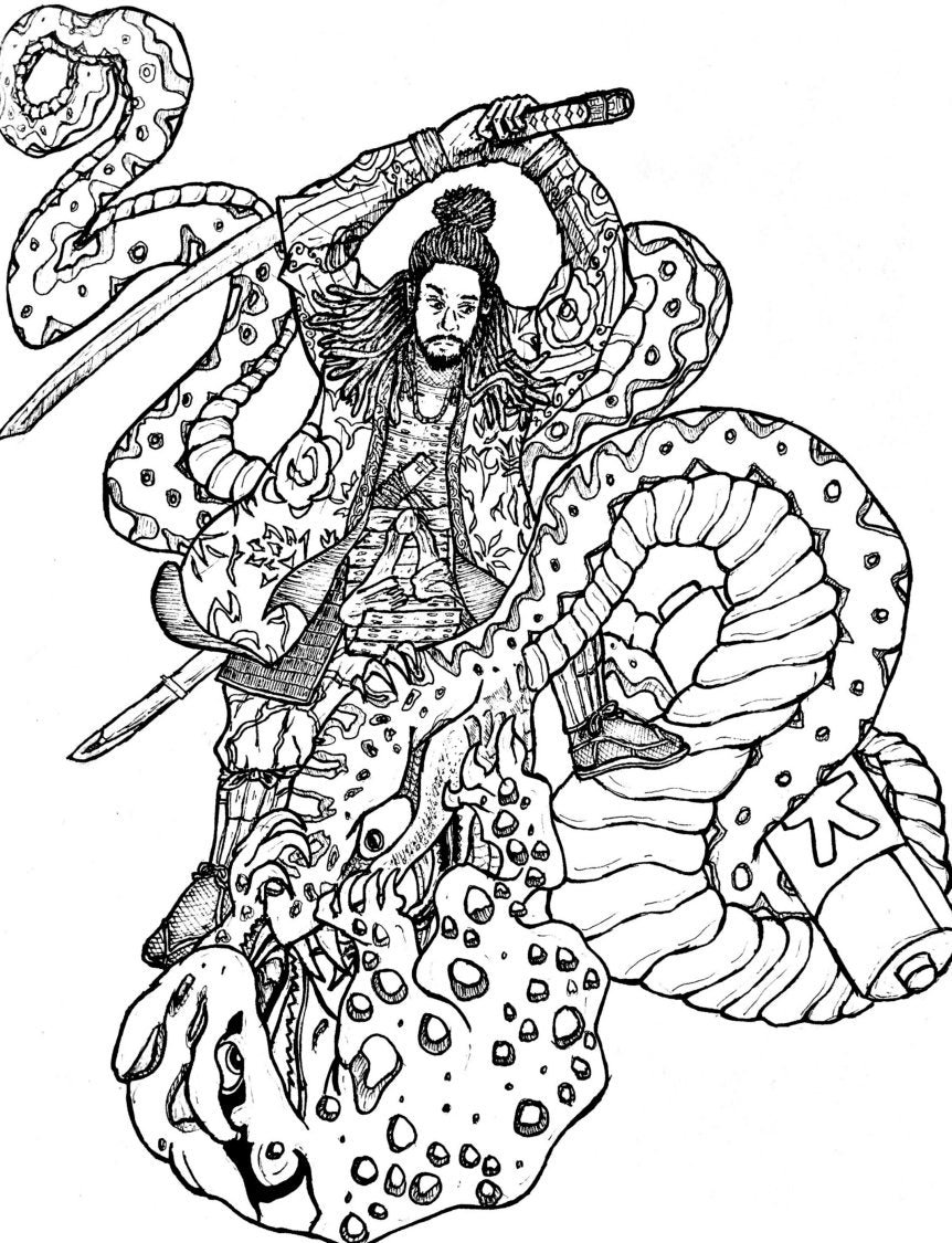 Black Samurai Coloring Book - KamonSherriff