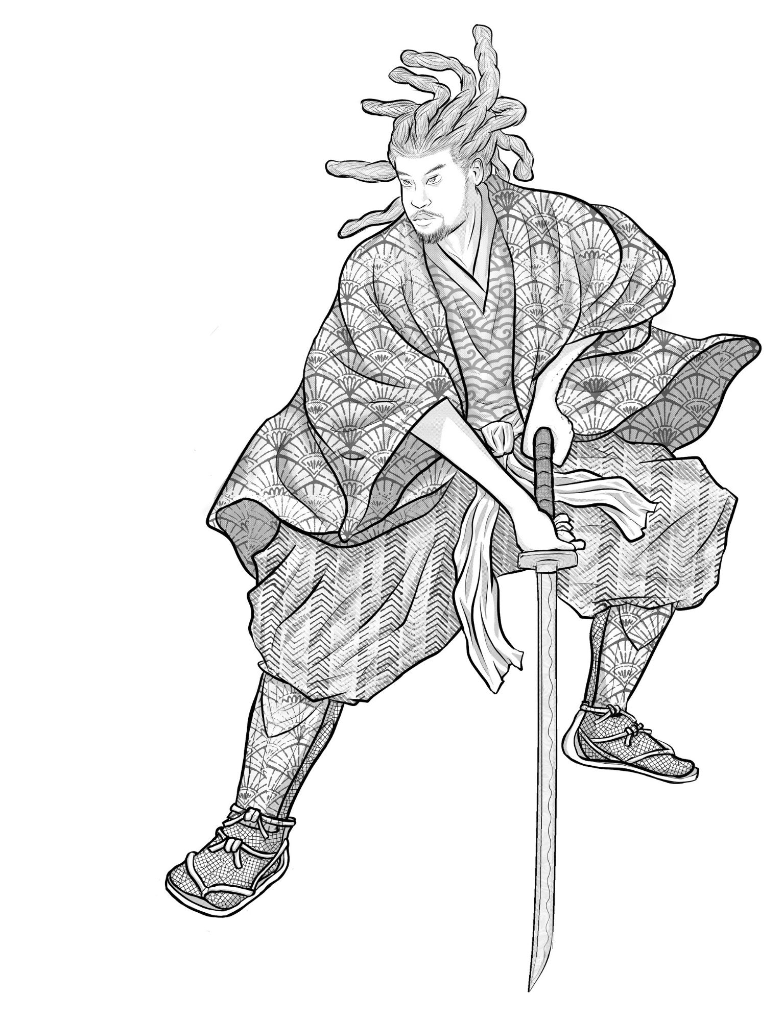 Black Samurai Coloring Book - KamonSherriff